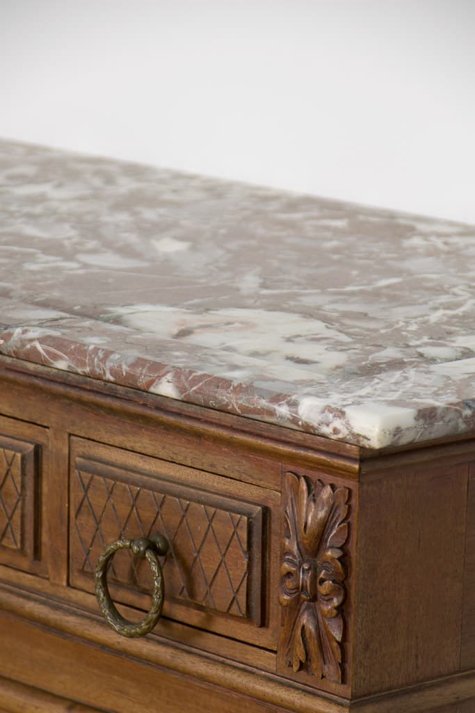 French Country Walnut and Marble Top Sideboard/Buffet - French antique cabinets 4