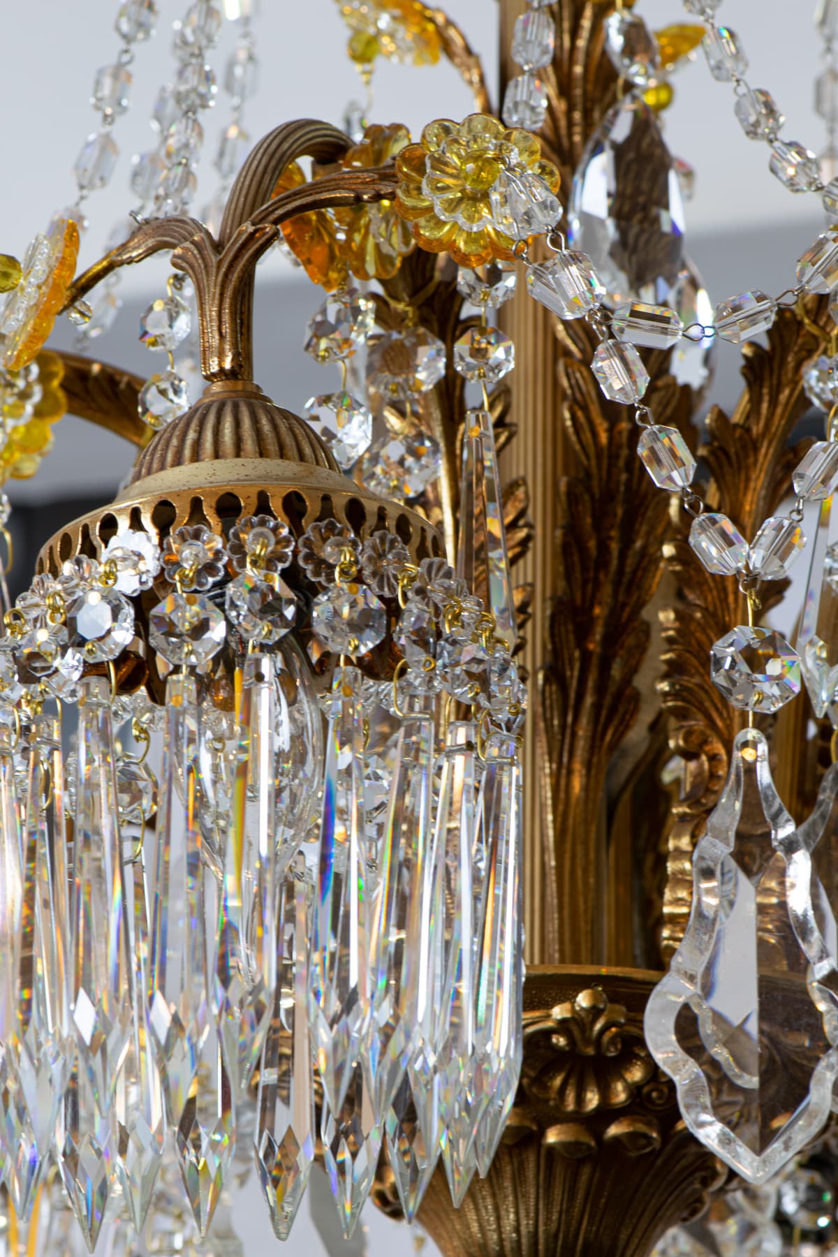 French Art Deco Fine Cut Crystal Basket Chandelier - French antique chandeliers & pendants 3