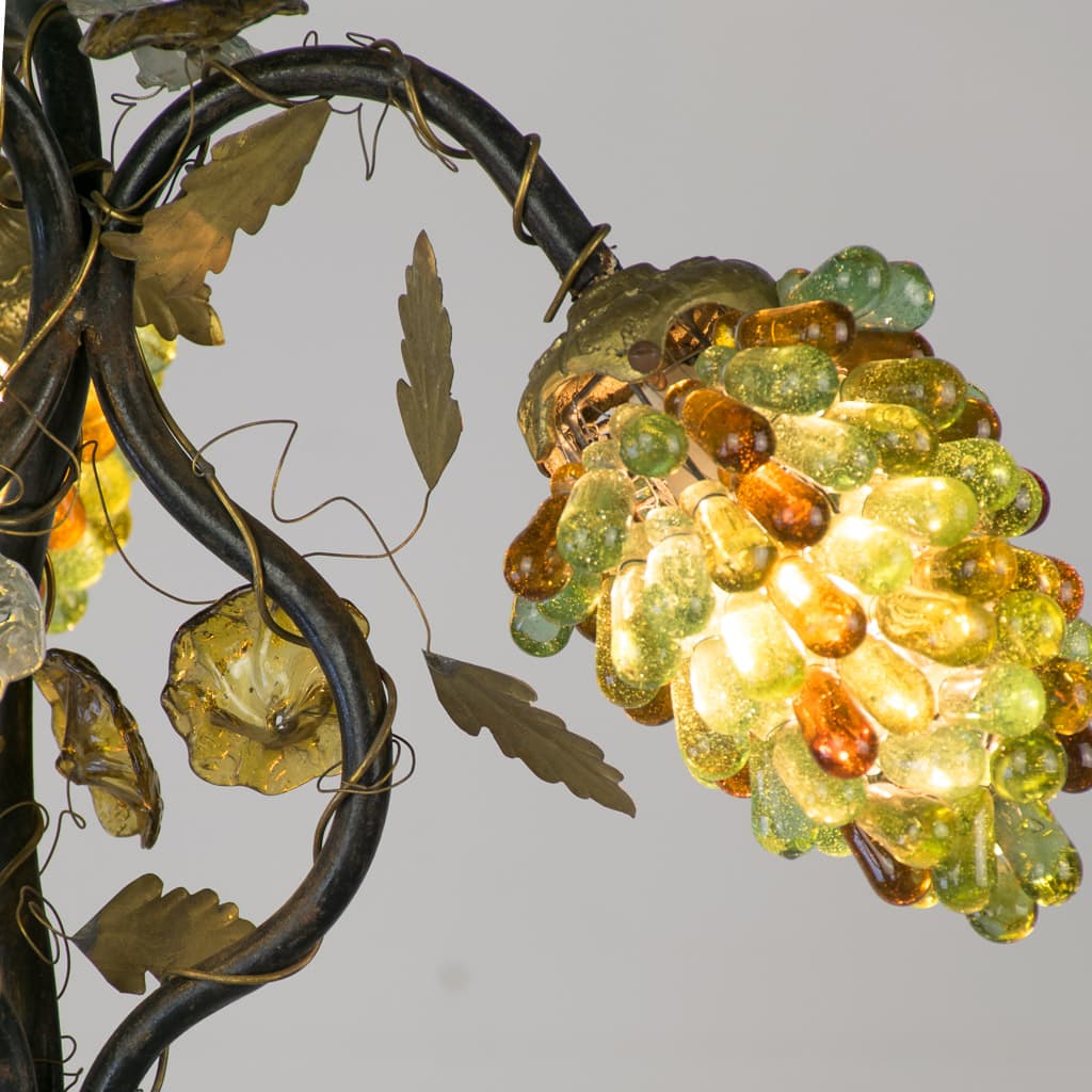 French Art Nouveau Bronze Murano Glass Grape lamp - French antique table lamps 3