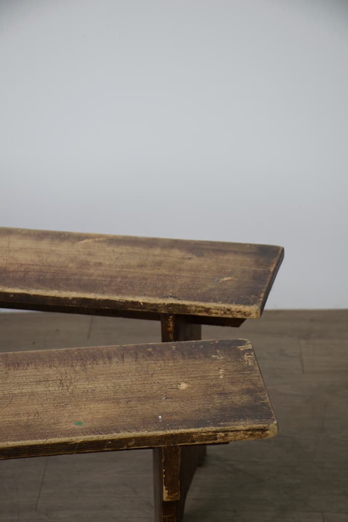 Pair of French Country Wooden Bench - French antique benches 2