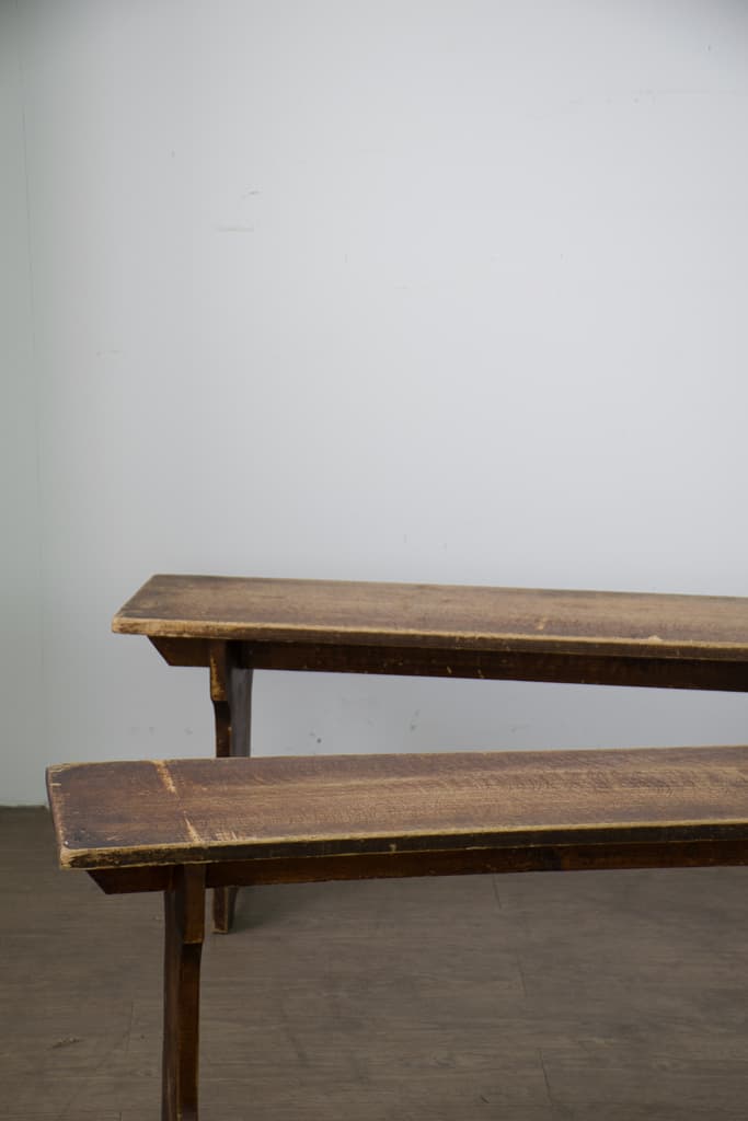 Pair of French Country Wooden Bench - French antique benches 3