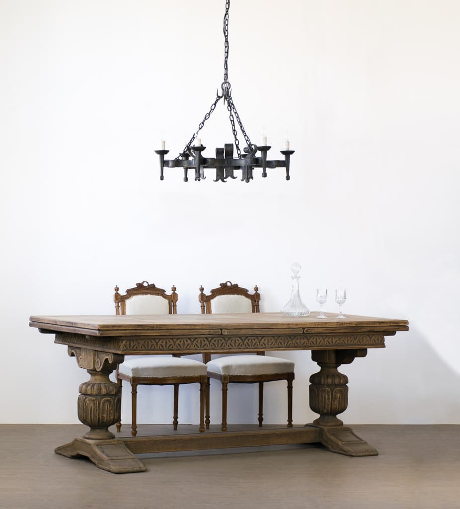 French Renaissance Hand crafted Draw Leaf Dining Table - French antique dining tables 6