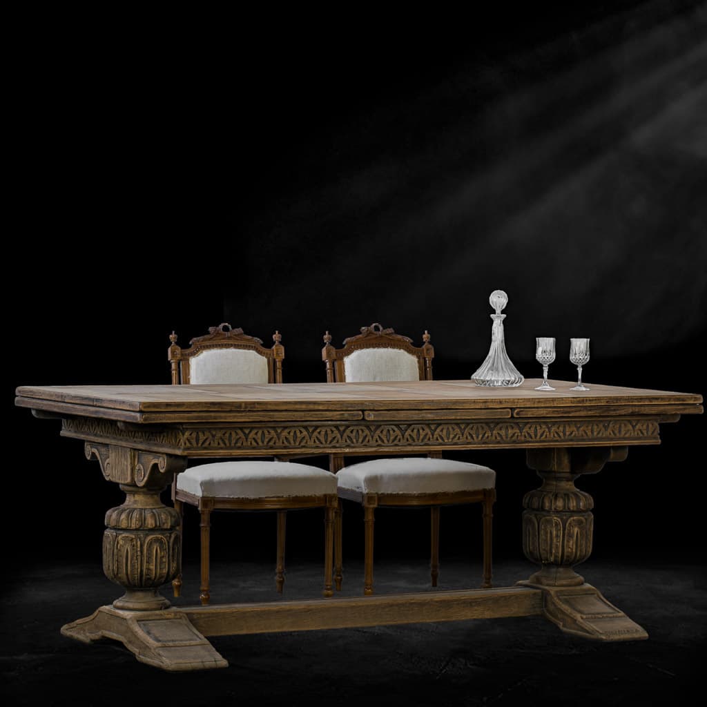 French Renaissance Hand crafted Draw Leaf Dining Table - French antique dining tables 2
