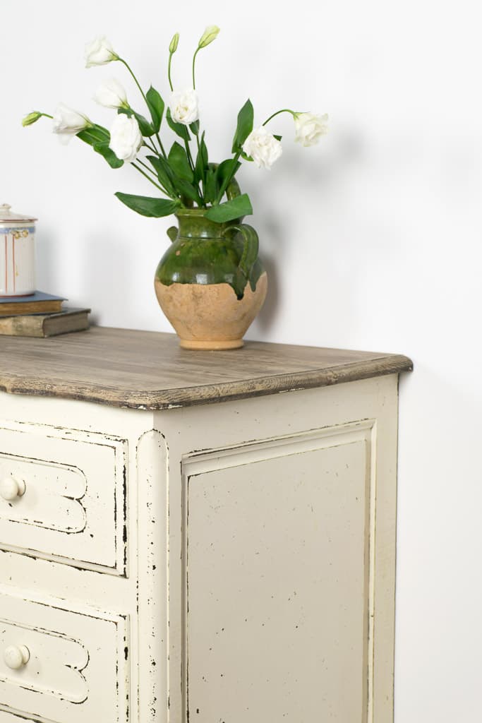 Country French and Painted Three-Drawer Commode - French antique chest of drawers 2