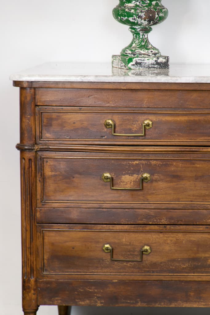 French Louis XVI Style marble Top Sideboard - French antique chest of drawers 2