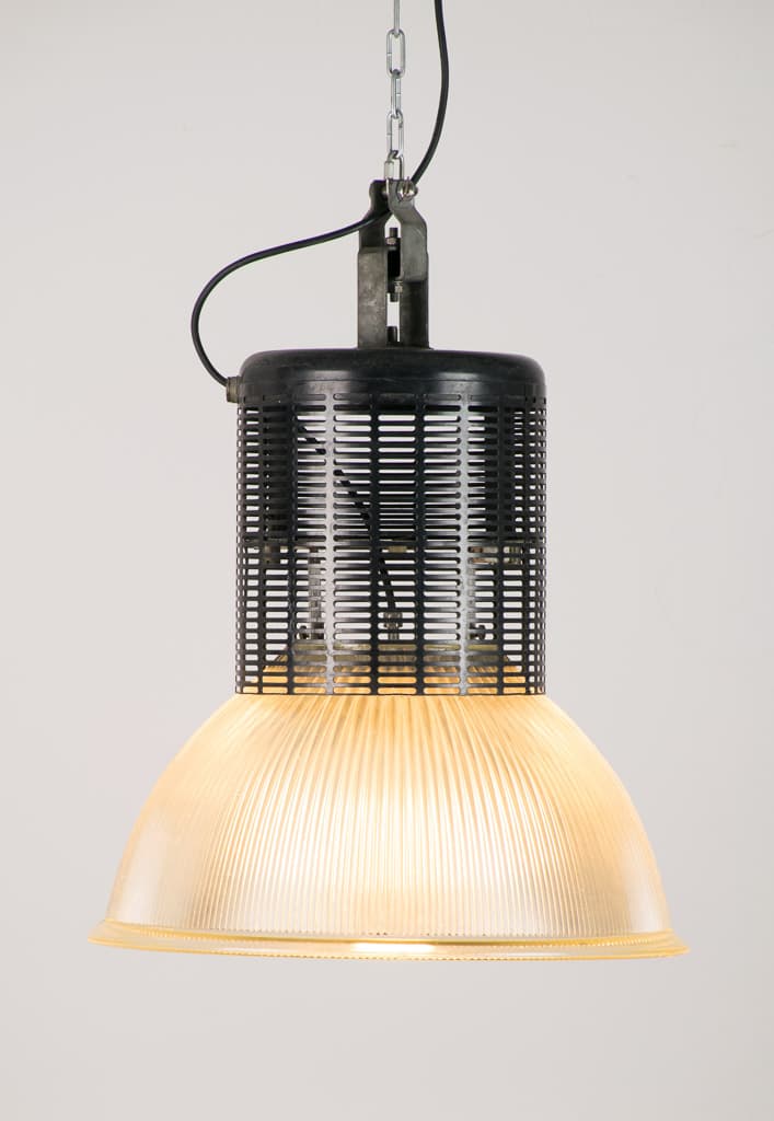 French Holophane Glass Factory Light - French antique industrial lighting 2