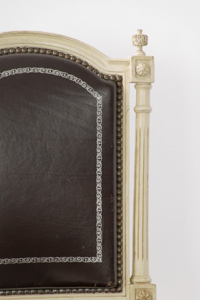 French Louis XVI Style Leather Chair - French antique dining chairs 4