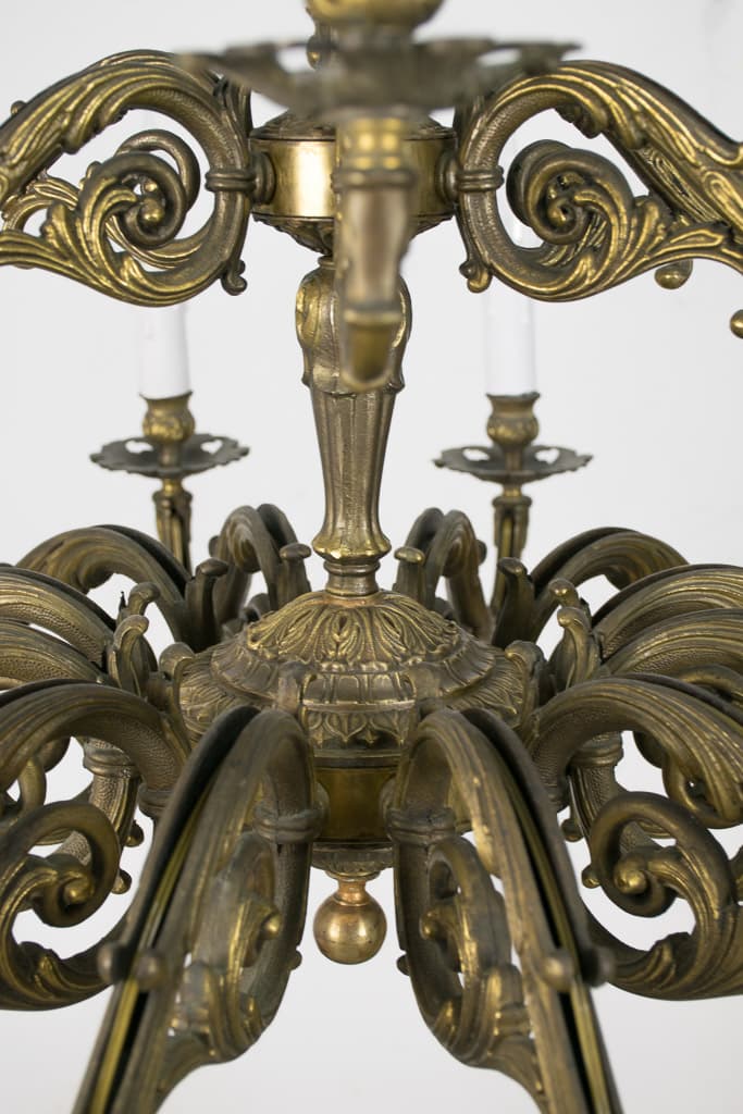 French Rococo Revival Solid Bronze Chandelier - French antique chandeliers & pendants 2