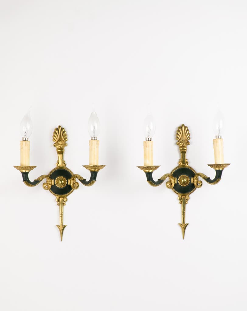 Elegant Pair of Empire Style Gilt Bronze Wall Sconce - French antique wall lights & sconces 4