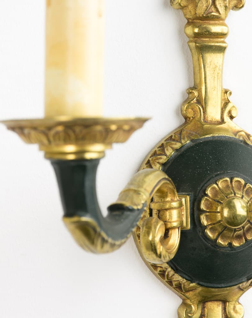 Elegant Pair of Empire Style Gilt Bronze Wall Sconce - French antique wall lights & sconces 3