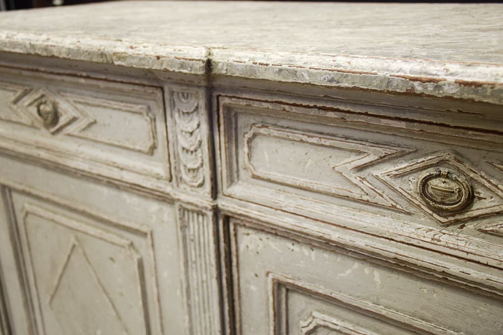 18th century Louis XVI style faux marble top Sideboard - French antique cabinets 2