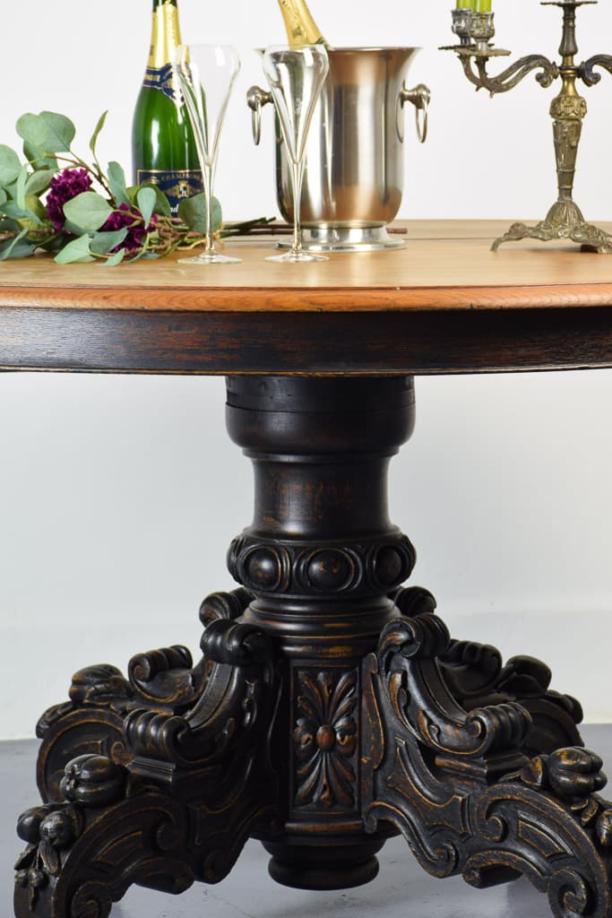 French Henri II Style Hand-Carved Solid Oak Dining Table - French antique dining tables 2