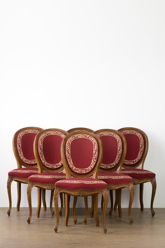 Set of Six Louis XV Style upholstered Dining Chairs - French antique 餐椅 5