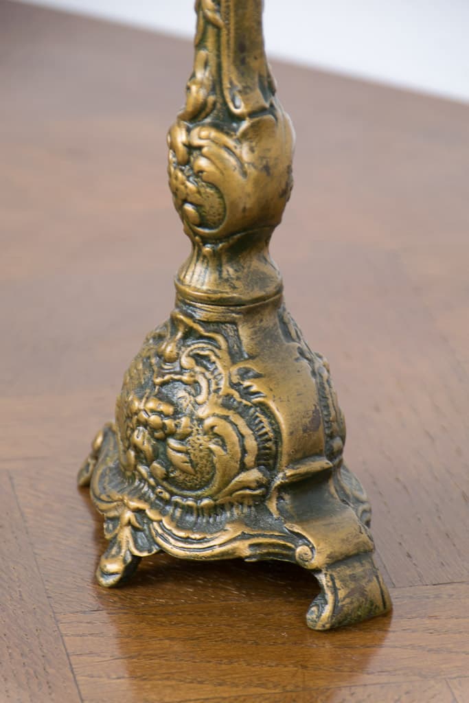 French Louis XV Style Full Brass Candlestick - French antique decorative objects 3