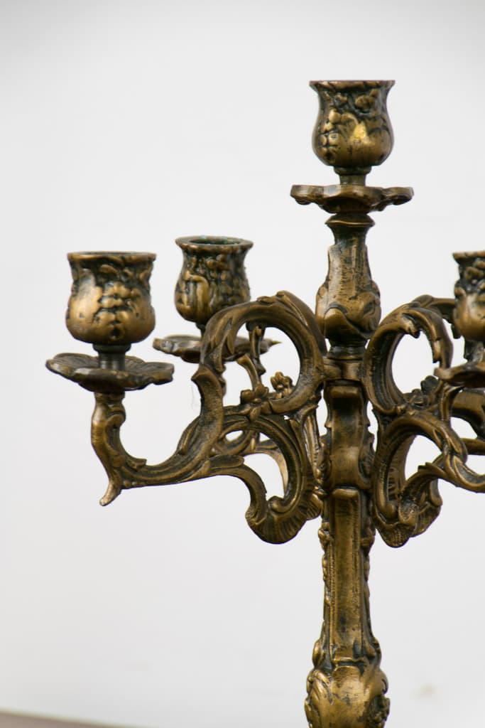 French Louis XV Style Full Brass Candlestick - French antique decorative objects 2