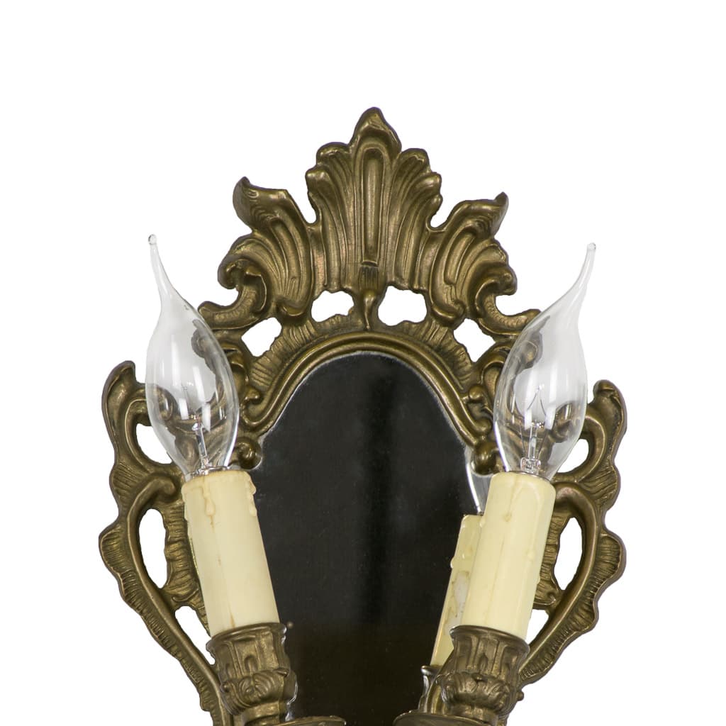 Pair ofFrench Louis XV Style bronze Mirrored Sconces - French antique wall lights & sconces 2