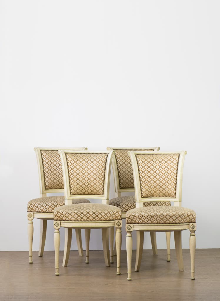 Set of Four French Directoire-Style Painted Wood Dining Chairs - French antique dining chairs 2