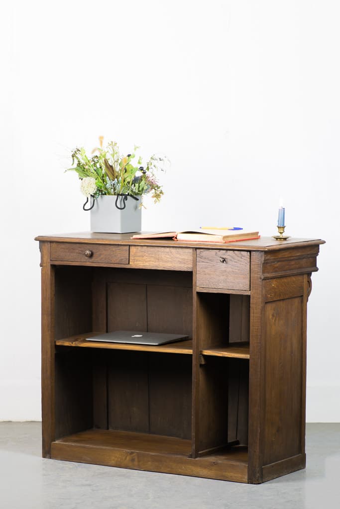 French Shop Oak Wood Counter, Circa 1920' - French antique counters 4