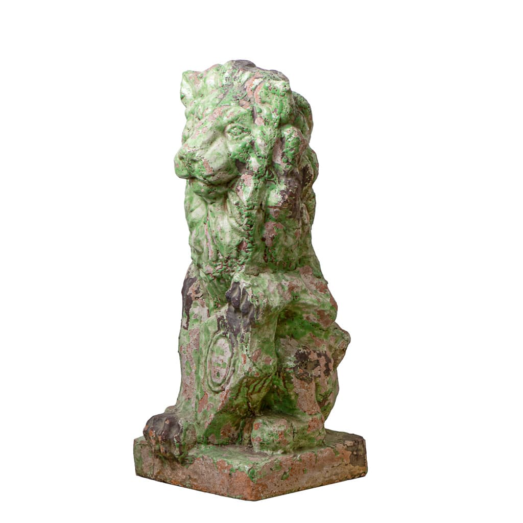 Rare Pair of Terracotta Lions, Original Patina - French antique decorative objects 3