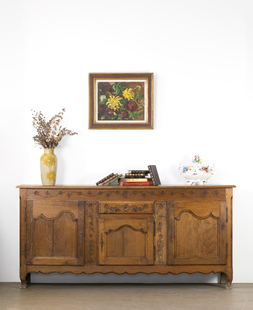 French Provincial Hand Carved Oak Enfilade, Sideboard - French antique cabinets 4