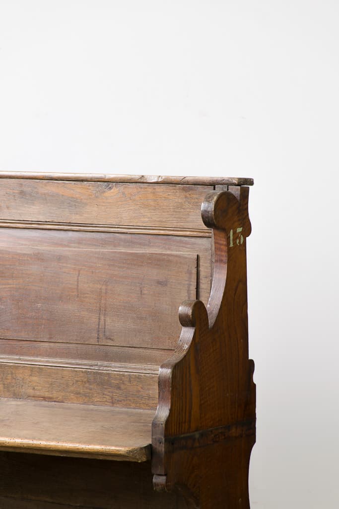 Late 19th Century Antique Solid Oak Church Bench - French antique benches 2