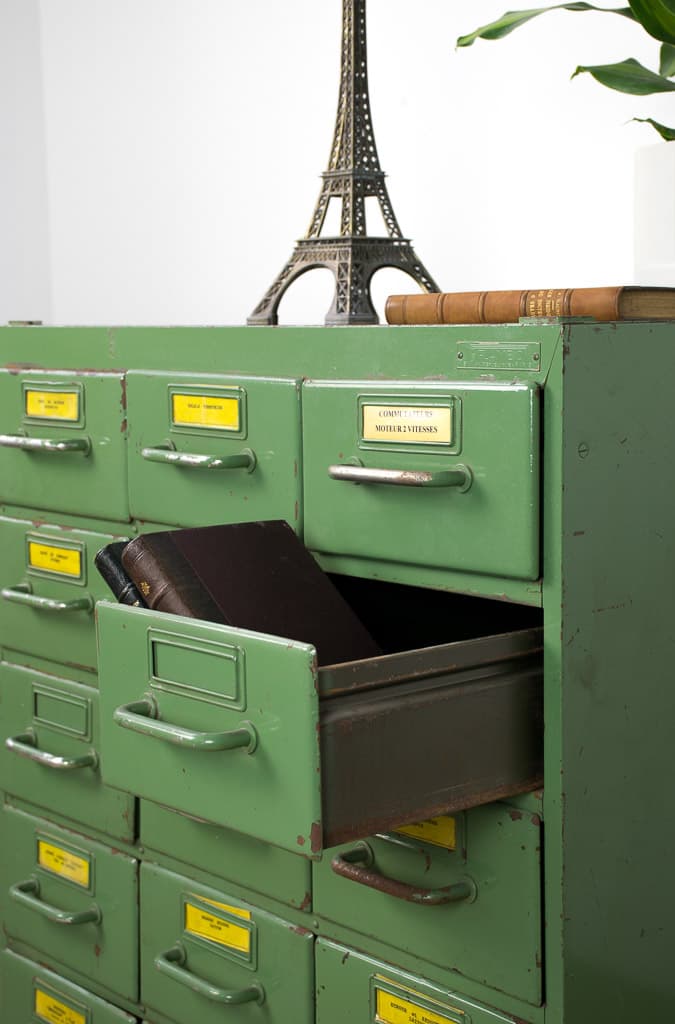 French Industrial Style Metal Cabinet by Flambo - French antique industrial cabinets 4