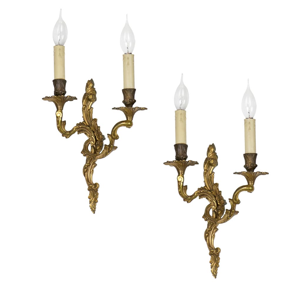 Two Pairs of French Louis XV Style Gilt Bronze Sconces - French antique wall lights & sconces 3