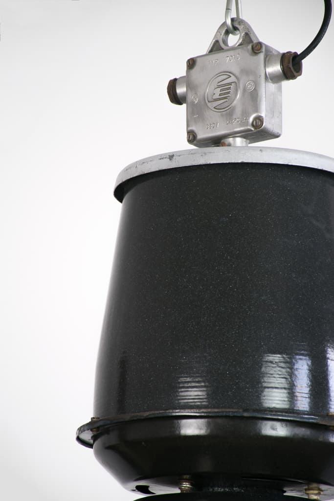 Dark Gray Enamel Vintage Industrial Pendant Light - French antique industrial lighting 2