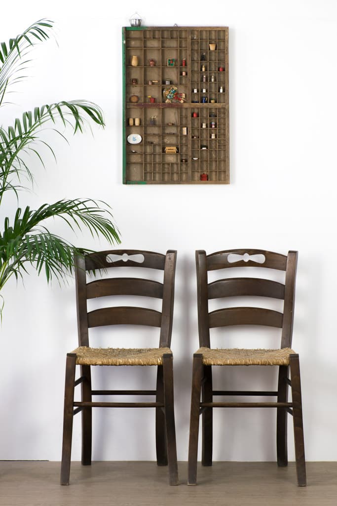 Set of Two French Country Rush Seat Chairs - French antique chairs 4