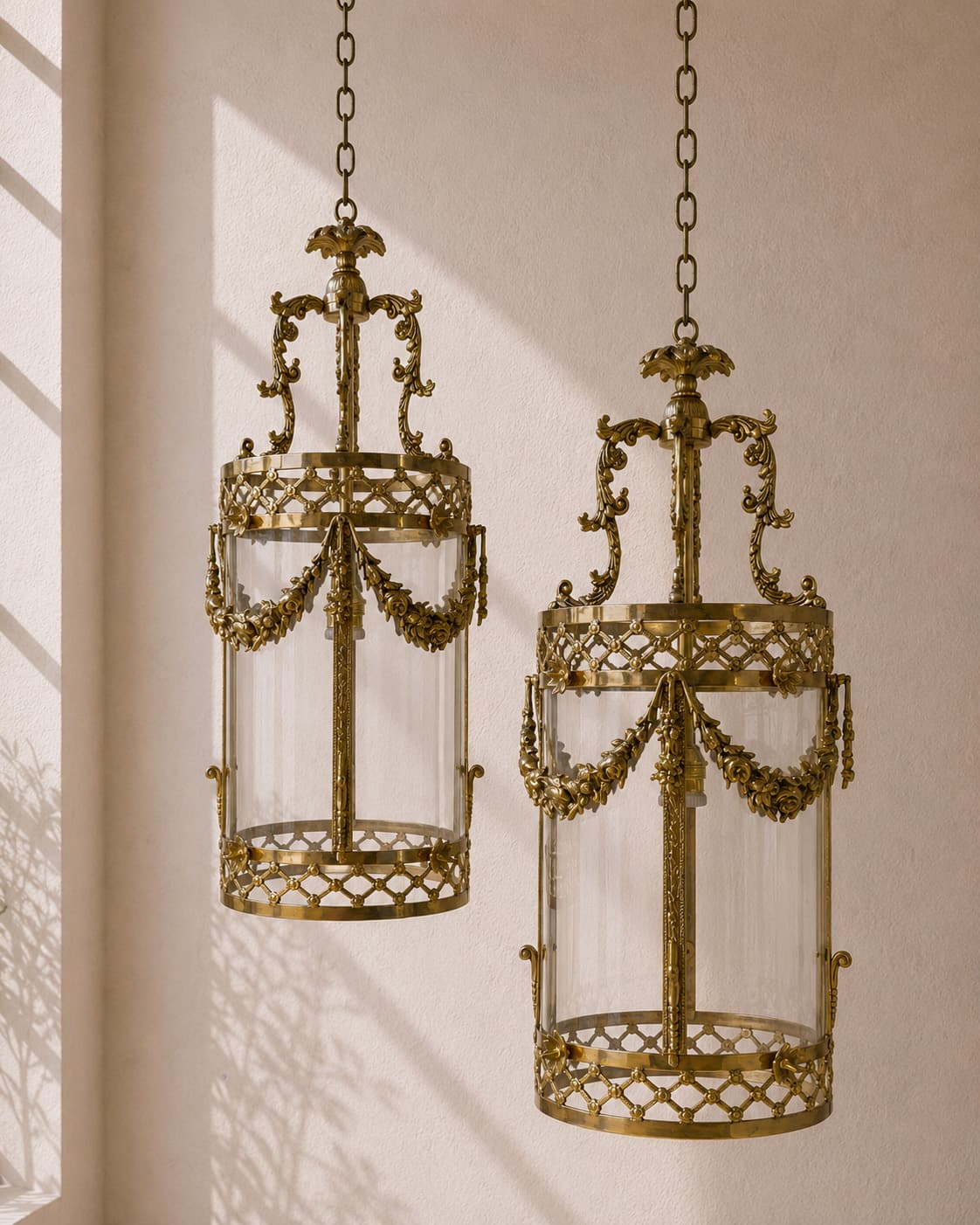 Pair of French Louis XVI Style Lantern Chandeliers - French antique chandeliers & pendants 2