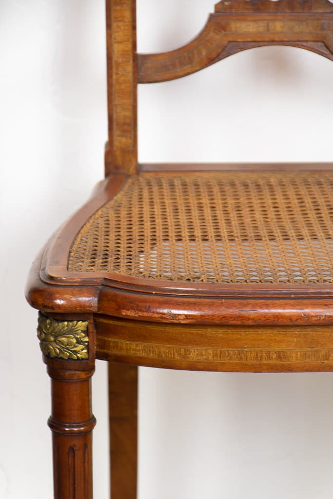 Pair of Elegant Louis XVI Style Caned Chairs - French antique chairs 2