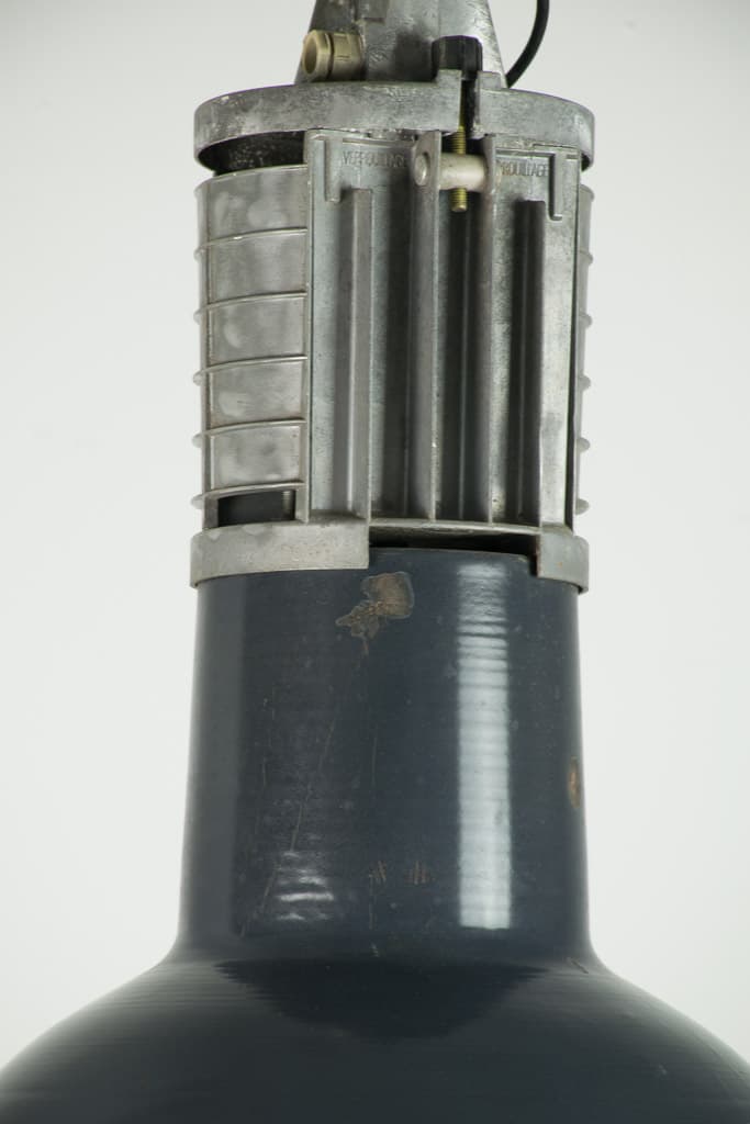 Dark Grey Enamel Factory Industrial Pendant by Mazda - French antique industrial lighting 2