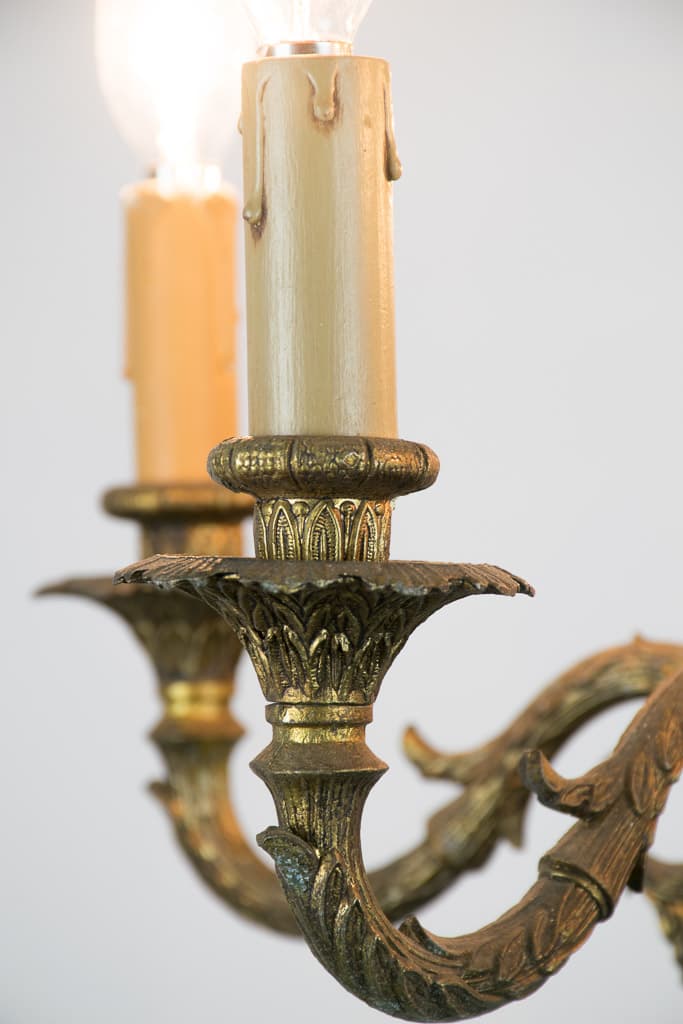 French Neoclassical Bronze Four-Light Chandelier - French antique chandeliers & pendants 3