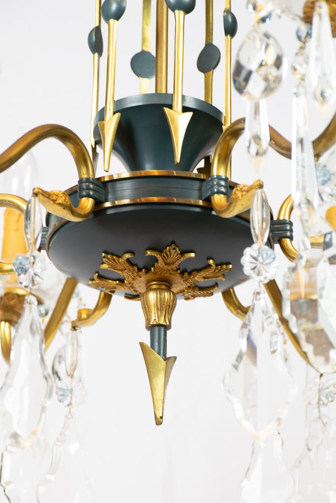 Empire Revival Fine Cut Cristal Chandelier, Swan Heads and Arrow - French antique chandeliers & pendants 2