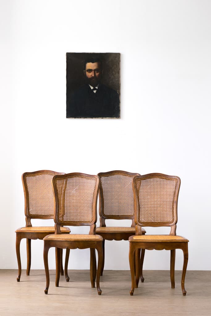 Set of 4 Elegant Louis XV Style Beechwood Caned Chairs - French antique dining chairs 4