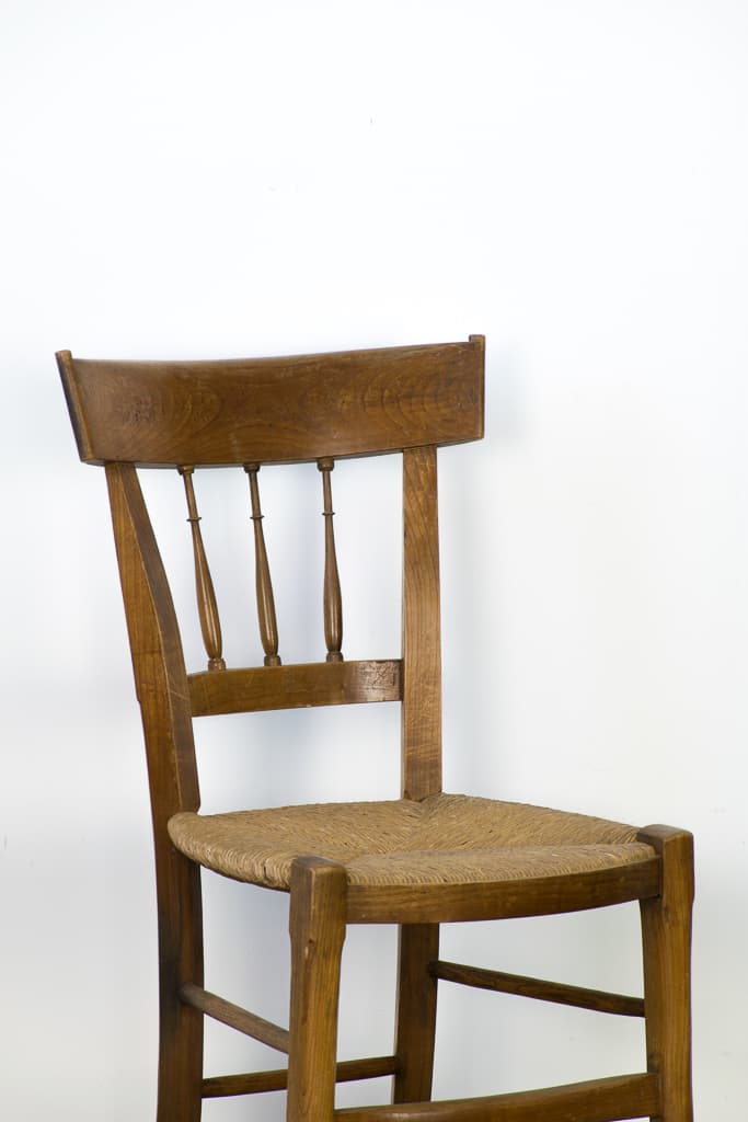 Early 20th Century Set of Six Antique Rush Chairs - French antique dining chairs 2