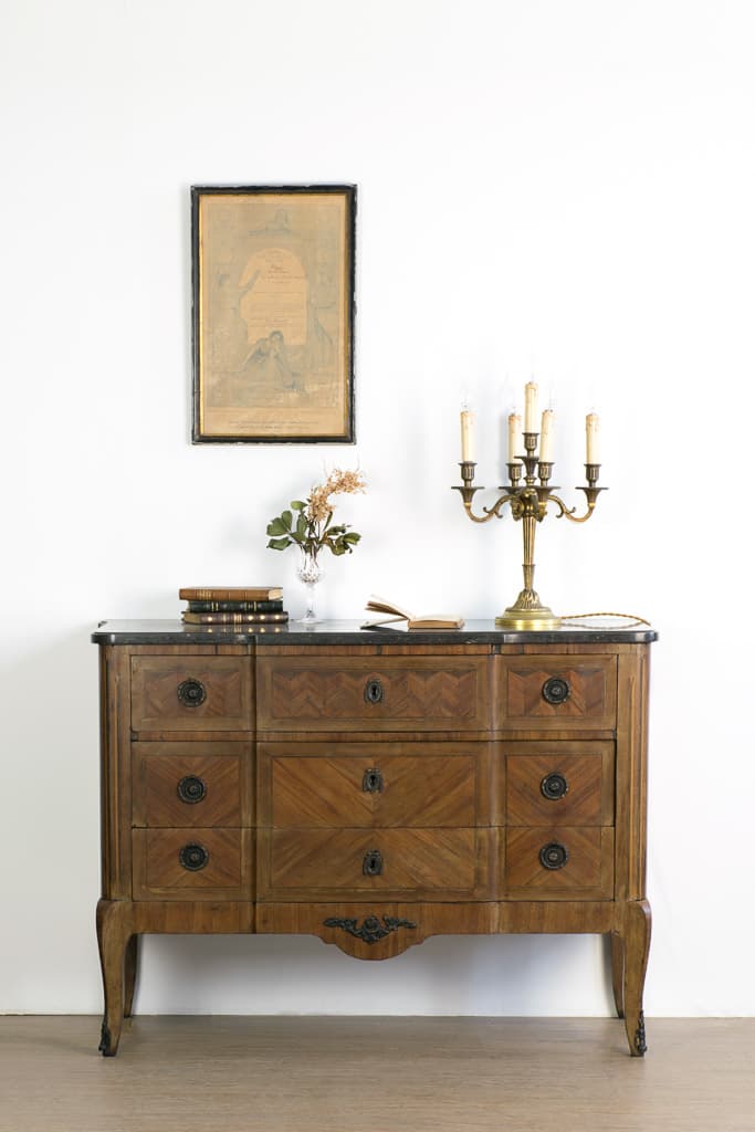 French Louis XV Marquetry Marble Top Commode - French antique 五斗櫃 4